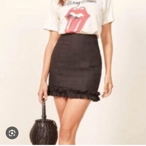 Reformation Alexa Linen Black Mini Skirt 4